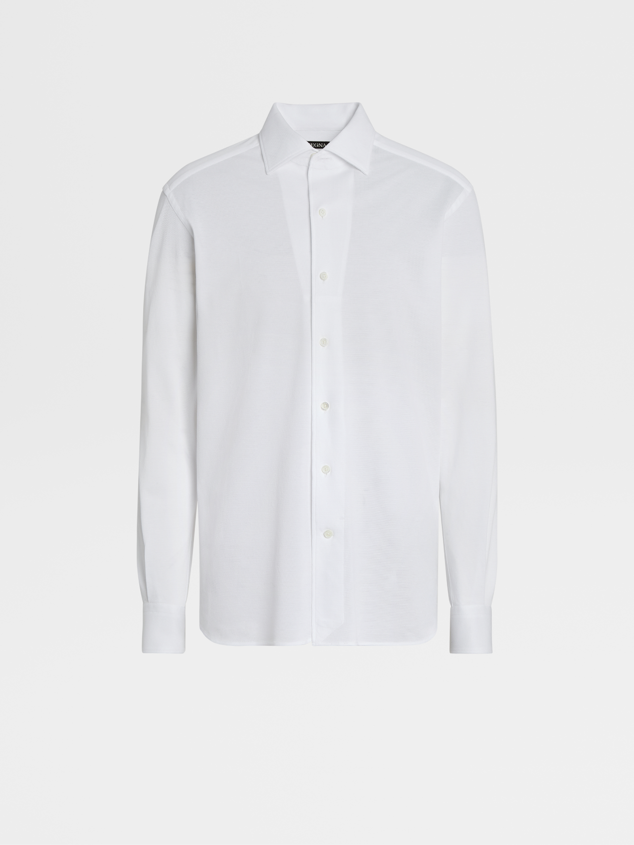 白色棉质汗布长袖衬衫